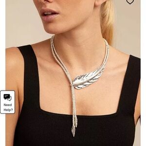 Authentic Uno de 50 Silver-plated & Leather Feather Necklace MSRP $265